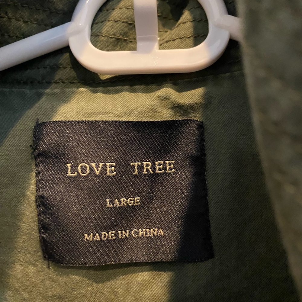LOVE TREE - Green Military look Jacket, Size Large - Picture 2 of 2